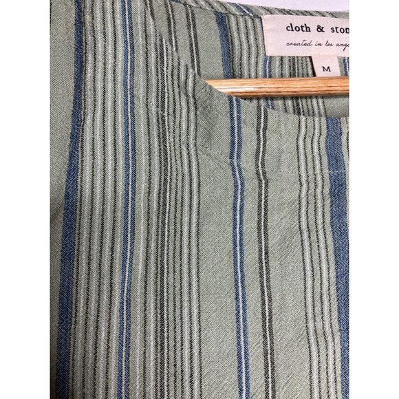 Cloth and Stone Size Medium Linen Blend Shift Dress Green Button Back Short - Picture 5 of 12